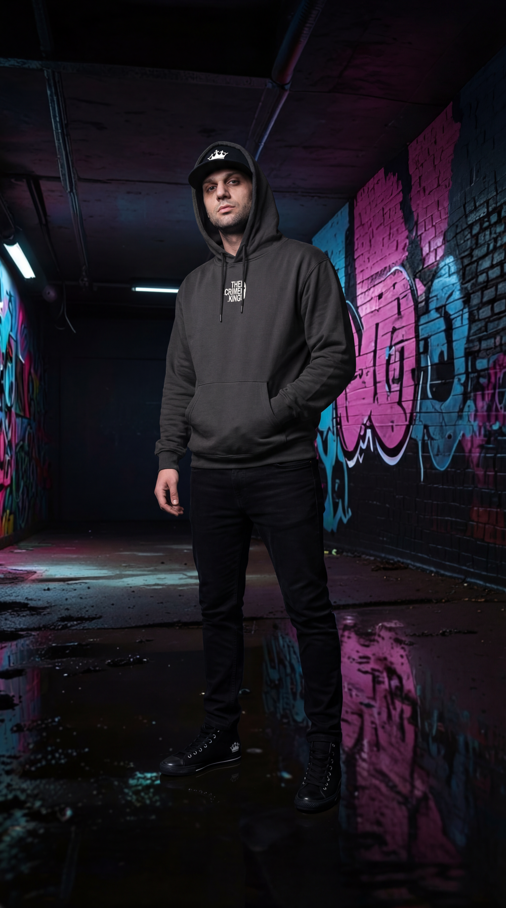 Three-Panel Fleece Hoodie "The Crime King"