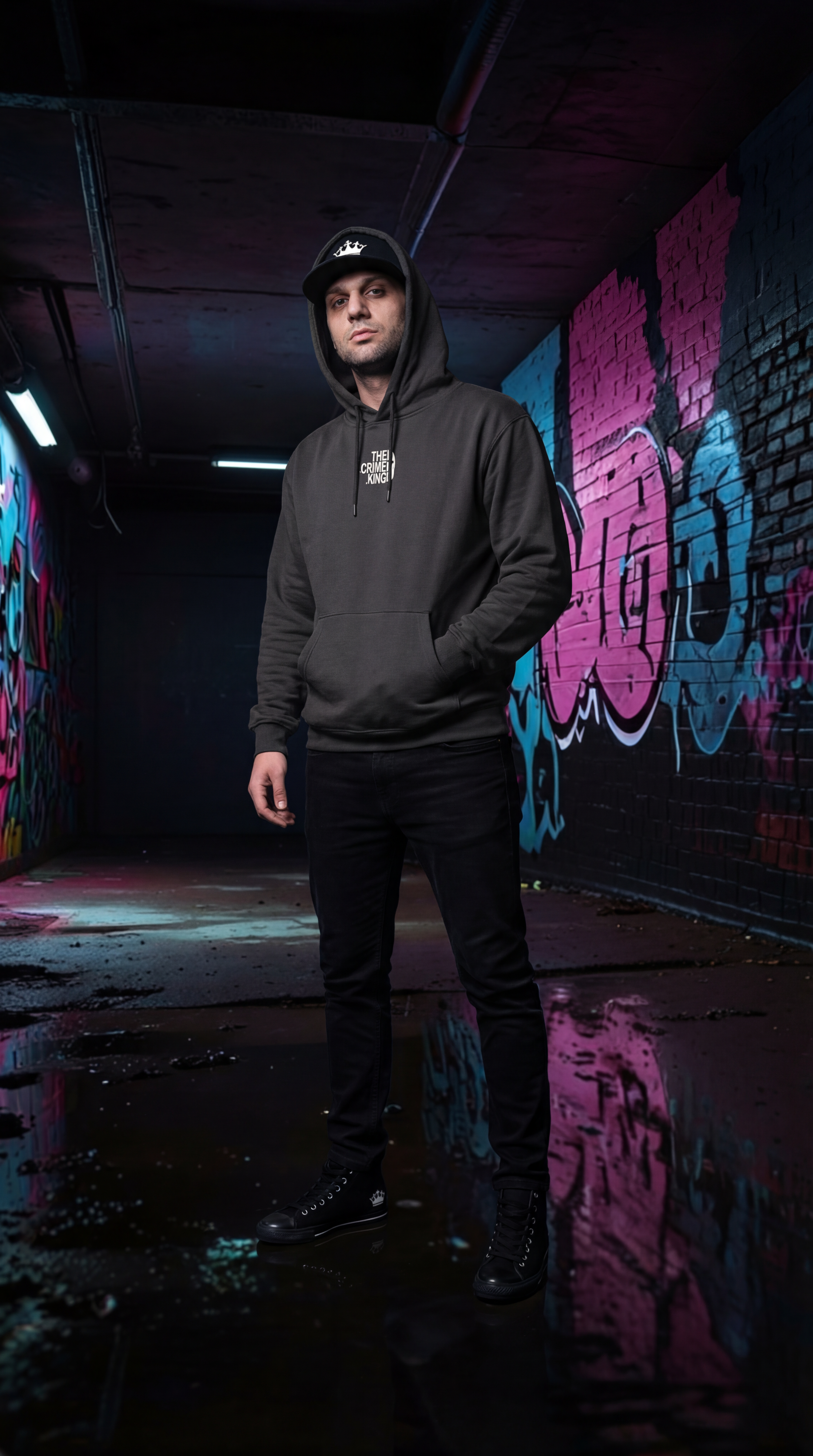 Three-Panel Fleece Hoodie "The Crime King"